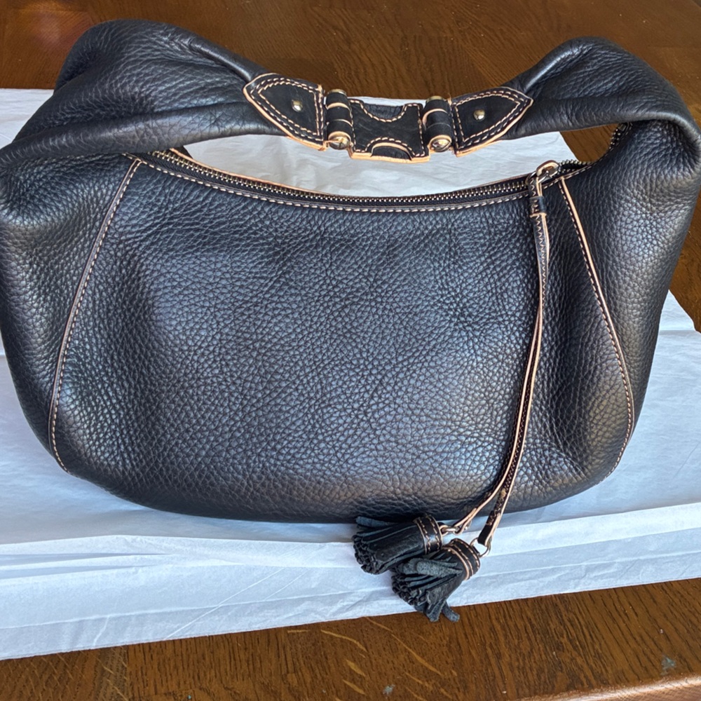 Cole Haan Black and Green Leather Bag